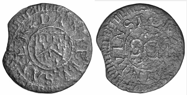 Both sides of a Daniel Sayer farthing